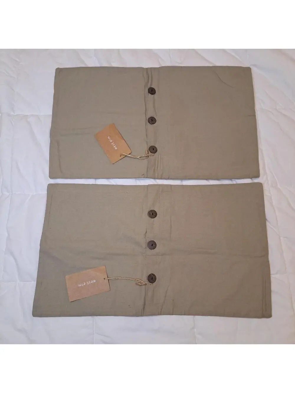 West Elm Tan And Gold Tone Pillow Case Lot Of 2 12×20 Rustic Chic Boho Decor